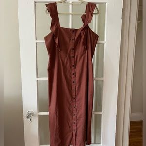 Linen Ruffled Midi Dress from Anthropologie